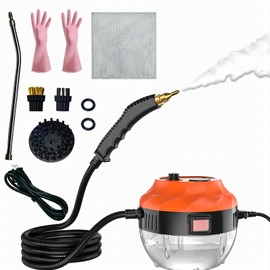 INSPOLIG Steam Cleaner, 2500W High Pressure Steamer for Cleaning with 3 Brush Heads, Handheld Steamer Cleaner for Home,Kitchen,Car Detailing,Furniture,Couch,Grout and Tile(Orange)