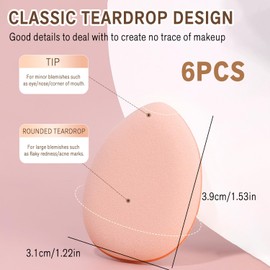 TORMEN Mini Triangle Makeup Sponges, Latex-Free Blender, 6 Pcs