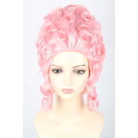 Lucoacos Pink 18th Century Colonial Wig for Adult Women Victorian Queen Cosplay Wig