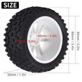 RC Car Rubber Tire, 4pcs RC Truck Rubber Tire nylon Wheel Accessory Parts for 1/10 ZD Racing Buggy Crawler Car(White)