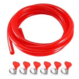 Imaictuu Beer CO2 Gas Line CO2 Tubing - 20 Ft Beer CO2 Dispensing Brewing Line with 6 PCS Hose Clamps Red PVC Tubing for Ball Lock，Gas Manifold，Keg Regulator