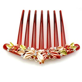 LETLLC Hair Comb Clip Slide Hand Painted Butterfly Austrian Crystal Gift Bridesmaid