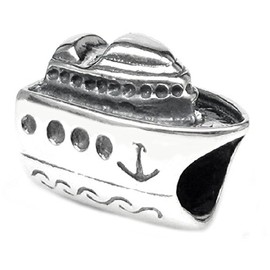 .925 Sterling Silver Nautical Cruise Ship Travel Vacation Holiday Bead for European charm Bracelets Necklaces