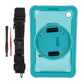 Tablet Shockproof Case Multifunction Tablet Protective Cover with Hand Strap Stand Shoulder Strap for SM X110 X115 X117 Light Blue