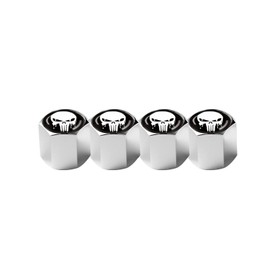 GKmow Pack-4 Skull Car Wheel Tire Valve Stem Caps, Dust Proof Covers Universal Tire Air Valve Caps (White)