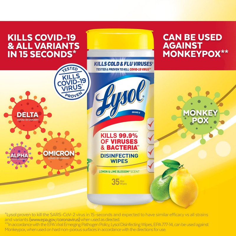 Lysol Disinfectant Wipes, Multi-Surface Antibacterial Cleaning Wipes, Dorm Room Essentials