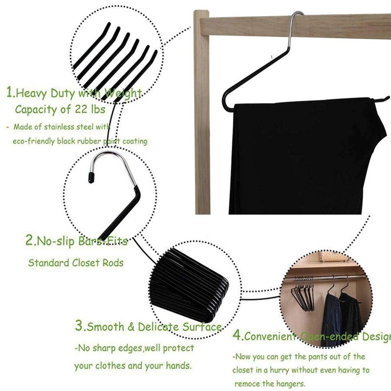 Pack of 12 - Trouser Hangers - Smart Folding -