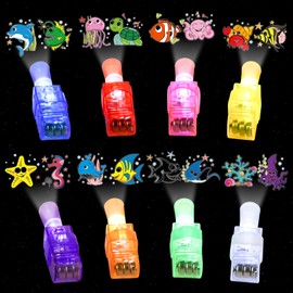48PCS Finger Lights for Kids, Ocean Themed Party Favors Bulk, Glow in the Dark Led Light Up Finger Flashlights for Christmas Gifts Valentine's Day Easter Classroom Prizes Parties Halloween
