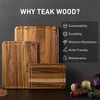 3 Pack Teak Wood Cutting Board Set for Kitchen Charcuterie