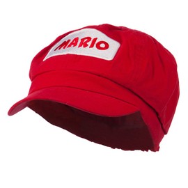 Big Size Rectangle Mario and Luigi Embroidered Cotton Newsboy Cap - Red 2XL-3XL