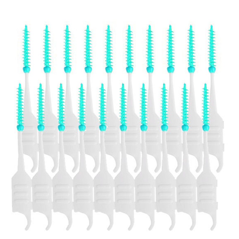 400PCS Interdental Brushes Double-ended Silicone Toothpick Dual-ended Dental Floss Pick