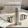 MIJOMA Insulated Jug 1 Litre with 2 Cups - Stainless