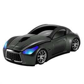 Usbkingdom 2.4GHz Cool Sport Car Shape Wireless Mouse Optical Cordless Mice with USB Receiver for PC Laptop Computer 1600DPI 3 Buttons Gray