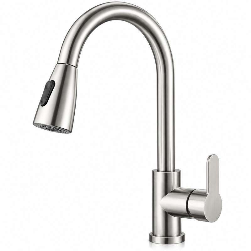 Pull-Out Kitchen Sink Faucet with 360° Swivel Spout – Single-Hole