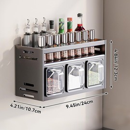 ANQIA Kitchen Spice Rack Wall Mount Hanging Seasoning Box Over Stove Hanging Shelf Seasoning Jar Organizer for Sugar Salt Pepper (3 Box)
