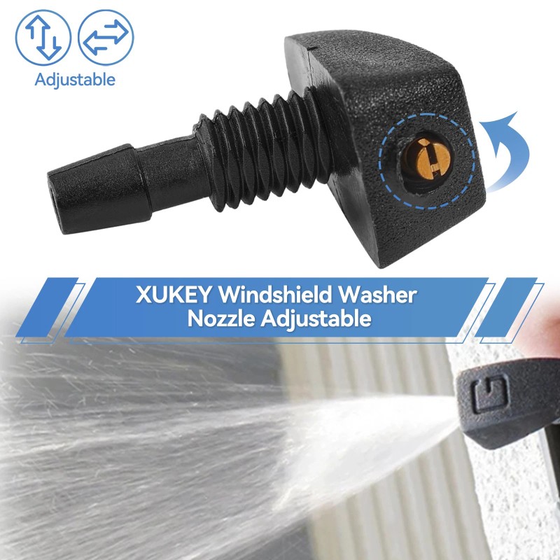 XUKEY 2Pc Universal Adjustable Hole Windshield Washer Nozzles Wiper Water