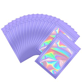 Mylar Bags,100 PCS Mylar Zip Lock Bags,Foil Ziplock Bags,Resealable Stand Up Pouch Foil Holographic Bags,for Party Favours Food Storage foil pouch bag(7.5x12cm)