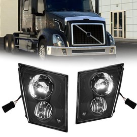 Unitedlu Fog Light Lamp Replacement for 2003-2017 Volvo VNL Trucks Pair Set (Led-Chrome-Two Light)