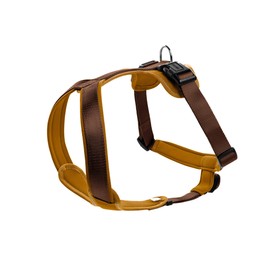 HUNTER NEOPREN dog harness, nylon, padded with neoprene, for sport and leisure, brown / caramel, nylon, neoprene, L-XL (81-100)