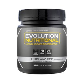 EVOLUTION, Monohidrato de Creatina, Suplemento Alimenticio, Creatina Monohidratada, Sin Gluten, Sugar Free, Pre Workout, Sin Sabor, 50 Porciones, 250g