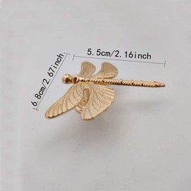 Vivicap 6 Pcs Creative Dragonfly Gold Ancient tin Knob Hardware Furniture Decoration Pull Handle for Drawer Dresser Wardrobes Closet Kitchen Cupboard Livingroom Bedroom (Gold)