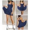 Hragc Women's Tennis Flowy Pleated Ruffle Athletic Navy Blue Dress