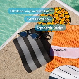 Sporti Pull Buoy for Women & Men Competitive, Swim Trainer Gears, Swim Buoy for Lap Swimming, EVA 5-Layer Pull Buoy Leg Float - Blue/White/Blue