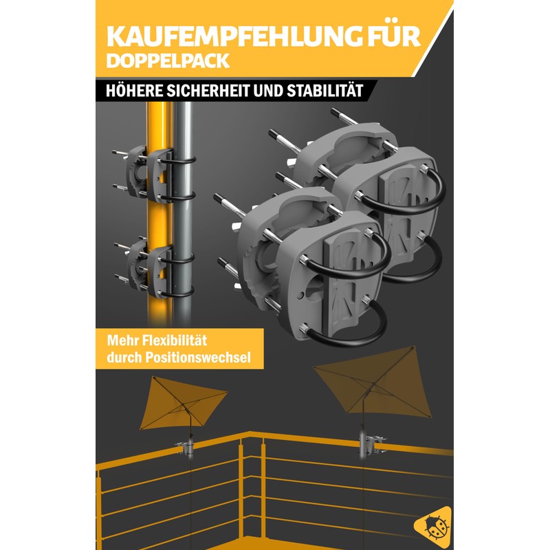 Menz Parasol Holder Balcony Railing - Solid Umbrella Holder Balcony