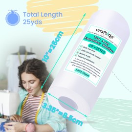 Craftido Tear Away Embroidery Stabilizer Backing 10" x 25 Yd/roll Compatible with Most Hoops 1.8oz Medium Weight for Machine Embroidery and Hand Sewing