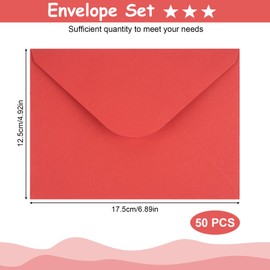 Envelopes, Pack of 50 Envelopes with Wet Seal, 120 g/m² Envelope for Greeting Cards, Wedding Invitations, Birthday Cards, Letter Envelope (Bright Red, 12.5 x 17.5 cm)