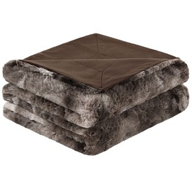 PiccoCasa Soft Faux Fur Blanket Throw - Reversible Tie-dye Luxury Shaggy Throw Blanket for Sofa, Couch and Bed - Plush Fluffy Fleece Blankets As Gifts 130 x 150 Cm, Brown