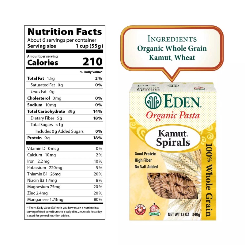 Eden Organic Khorasan Kamut Pasta Pack of 2 Whole Grain
