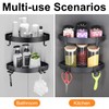 DUFU Adhesive Corner Shower Caddy with Hooks,Bathroom Shower Organizer, No