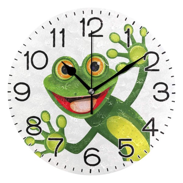 Green Frog with Greater Eye Wall Clock Battery Operated Non