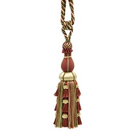 DÉCOPRO Large Elegant Curtain & Drapery Tassel Tieback, Tassel Length 12" (30.5cm), Spread 30" (76cm) # TBAX12, Watermelon Red #LX06 (Pink Red, Yellow Green, White Gold) Individually Sold