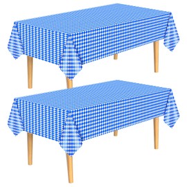 NEBURORA 2 Pcs Oktoberfest Tablecloth 137x274cm Bavarian Flag Blue and White Diamond Checks Disposable Party Table Cover for German Oktoberfest Party Decoration Supplies
