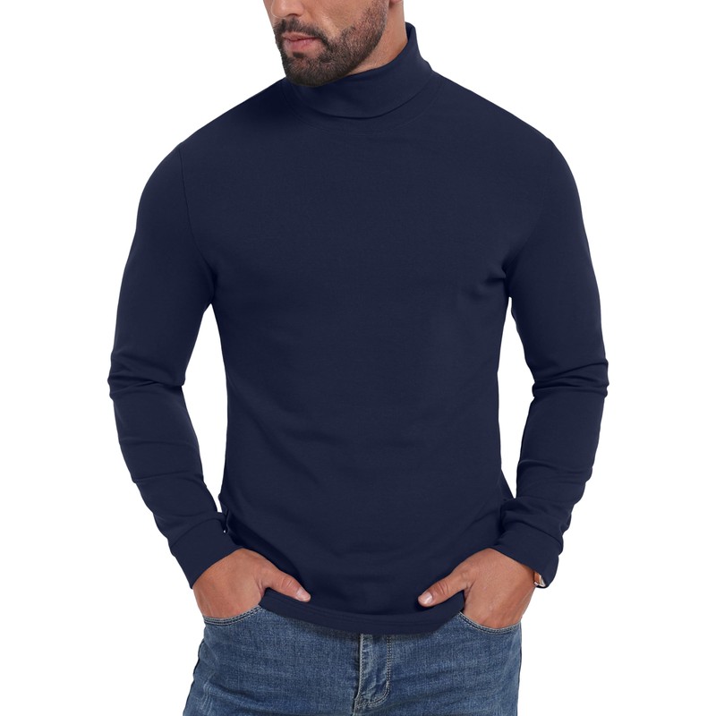 Sailwind Men's Thermal Pullover Sweater with Lightweight Turtleneck and Long