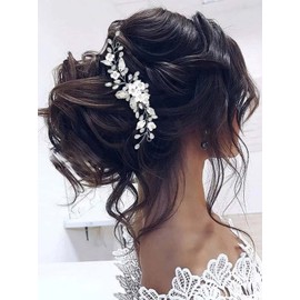 Gorais Peine de pelo de novia con cristales plateados, pieza de pelo para novia, joyería para el cabello, accesorios para el cabello para mujeres y niñas