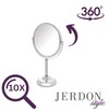 JERDON Two-Sided Tabletop Makeup Vanity Mirror - 10X-1X Magnification &