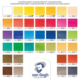 Van Gogh Royal Talens Artist Watercolour Paints Metal Box Set of 36 Assorted Colours
