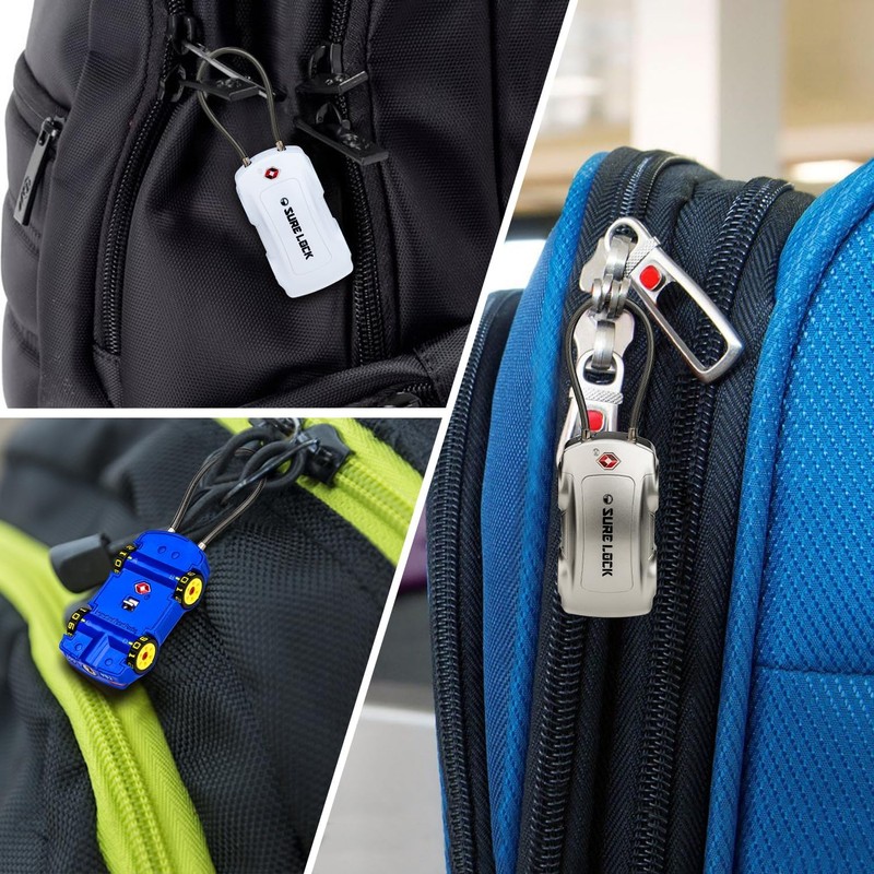 SURE LOCK TSA Compatible Travel Luggage Locks, Inspection Indicator Car
