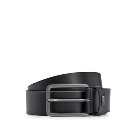 BOSS Men's Lettering Logo Loop Smooth Leather Belt, Black