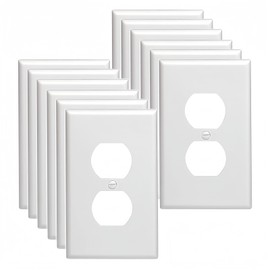 Outlet Covers Wall Plates -Duplex Outlet Covers, 1-Gang Standard Size Wall Plate for Outlets, Duplex Receptacle Wall Plate,Unbreakable Polycarbonate Thermoplastic,UL Listed (12-Pack,White)