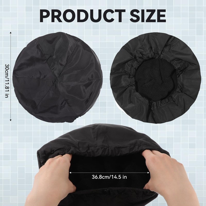 Qinayu Shower Cap for Men Elastic Adjustable Black Bath Cap