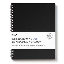 Vela Sciences Advanced W7-G Expanded Wirebound Lab Notebook, 9.25 x 11.75 in (23.5 x 30 cm), 144 Pages, Double Wire Looped, 70lb Heavyweight Paper (1-Pack, Dot)