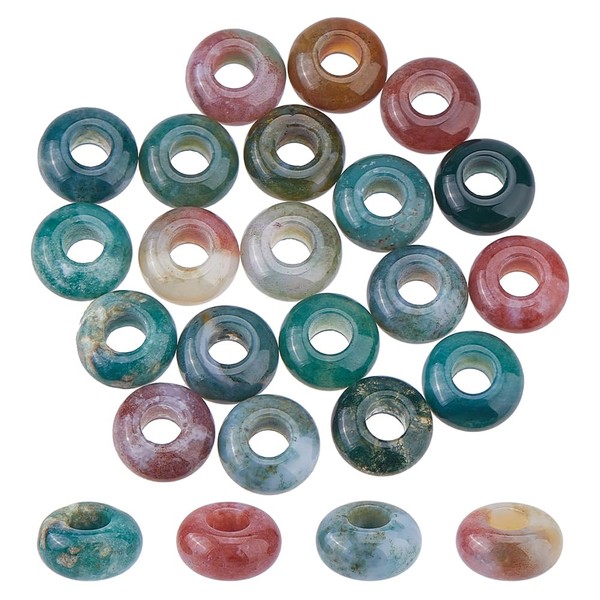DICOSMETIC Pack of 20 Natural Indian Agate Beads with Large