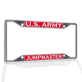 Fastasticdeals Metal Insert License Plate Frame U.S. Army Jumpmaster Weatherproof Car Accessories Chrome 4 Holes Solid Insert