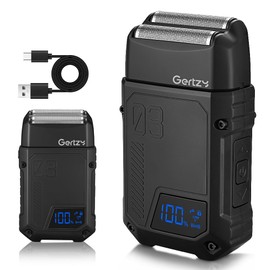 Gertzy Electric Shaver for Men Face, Men's Razor, Cordless Beard Foil Shavers, Wet Dry Waterproof, 3-Speed Adjustable Shaving,Rechargeable Type-C Charging, LED Display (Black)