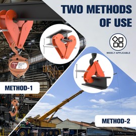 Vertical Beam Clamp 2200lbs/1 ton Capacity 3-9Inch Opening Range Beam Clamps for Rigging Heavy Duty Steel Beam Clamp Tool Easy to use beam clamp tool,Orange(2200lbs)