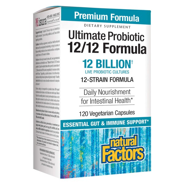 Natural Factors, Ultimate Probiotic 12/12 Formula, Supplement to Support Digestive & Immune Health, 12 Billion CFU, 120 capsules (120 servings)